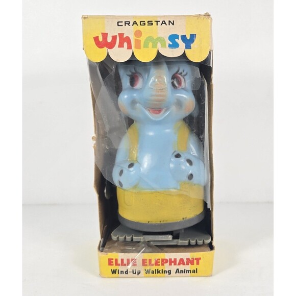 Vintage Cragstan Whimsy Wind Up Tin Toy Ellie Elephant 1580-6 NGS Works - Picture 1 of 10
